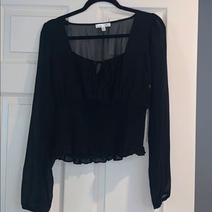 Willow Sheer Sleeve Smocked Blouse